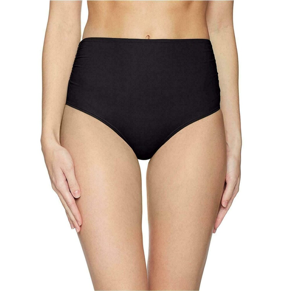 $56  Anne Cole High Waist Tummy Control Bikini Bottom Womens  L Black